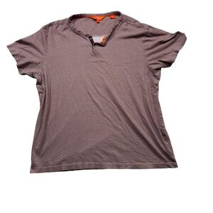 Tallia Sport Mens Large Henley‎ Shirt Geometric Micro Print  Short Sleeve #K77